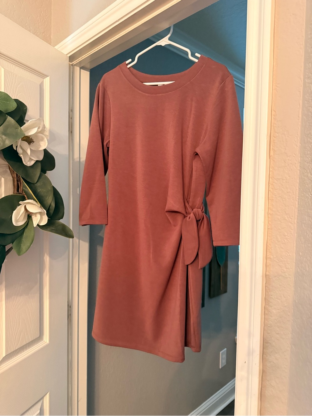 Cable & Gauge Dusty Rose Tie-Side Midi Dress
